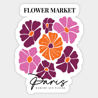 Flower market Le Marché aux Fleurs Paris with pink check pattern florals on pale pink background Sticker